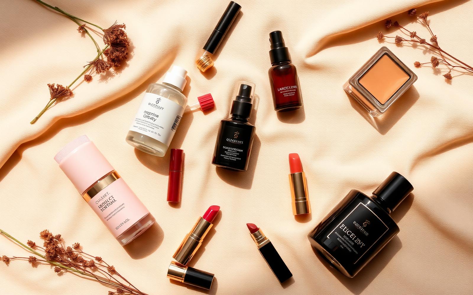 Beauty products flatlay